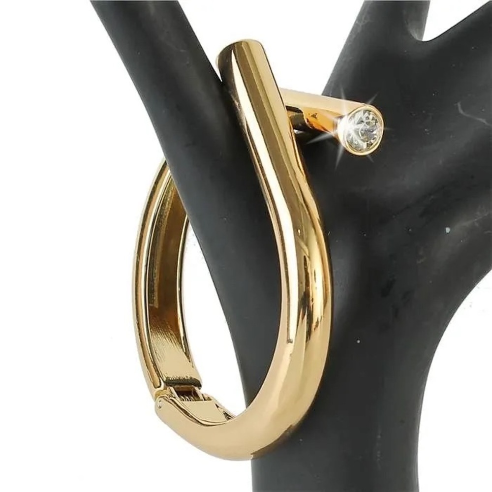Yellow Gold Cz  Bypass crystal rhinestone ladies statement Cuff Bangle Bracelet